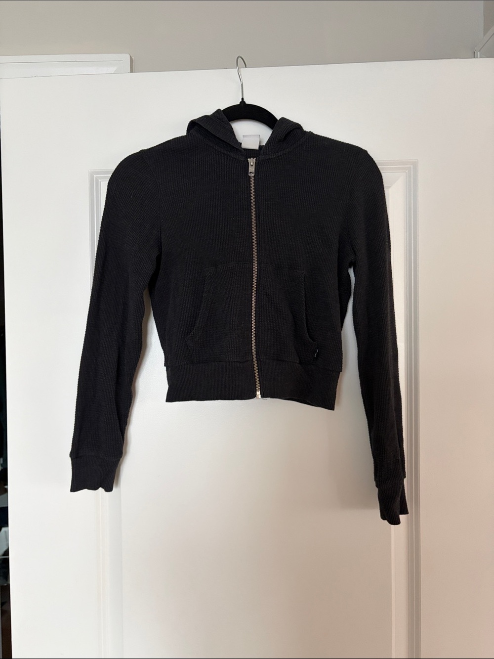 Aritzia Black Hooded Zip Bomber Jacket